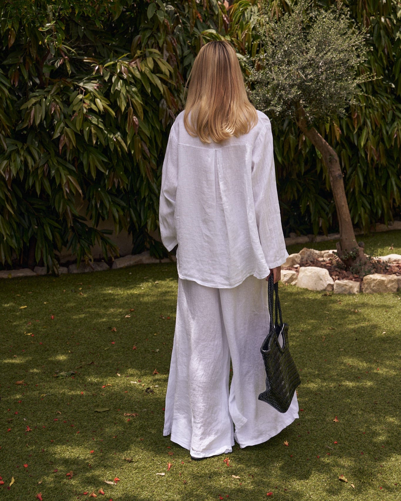 White Linen Wide Leg Pants for Women – High Waist Lightweight Summer Trousers