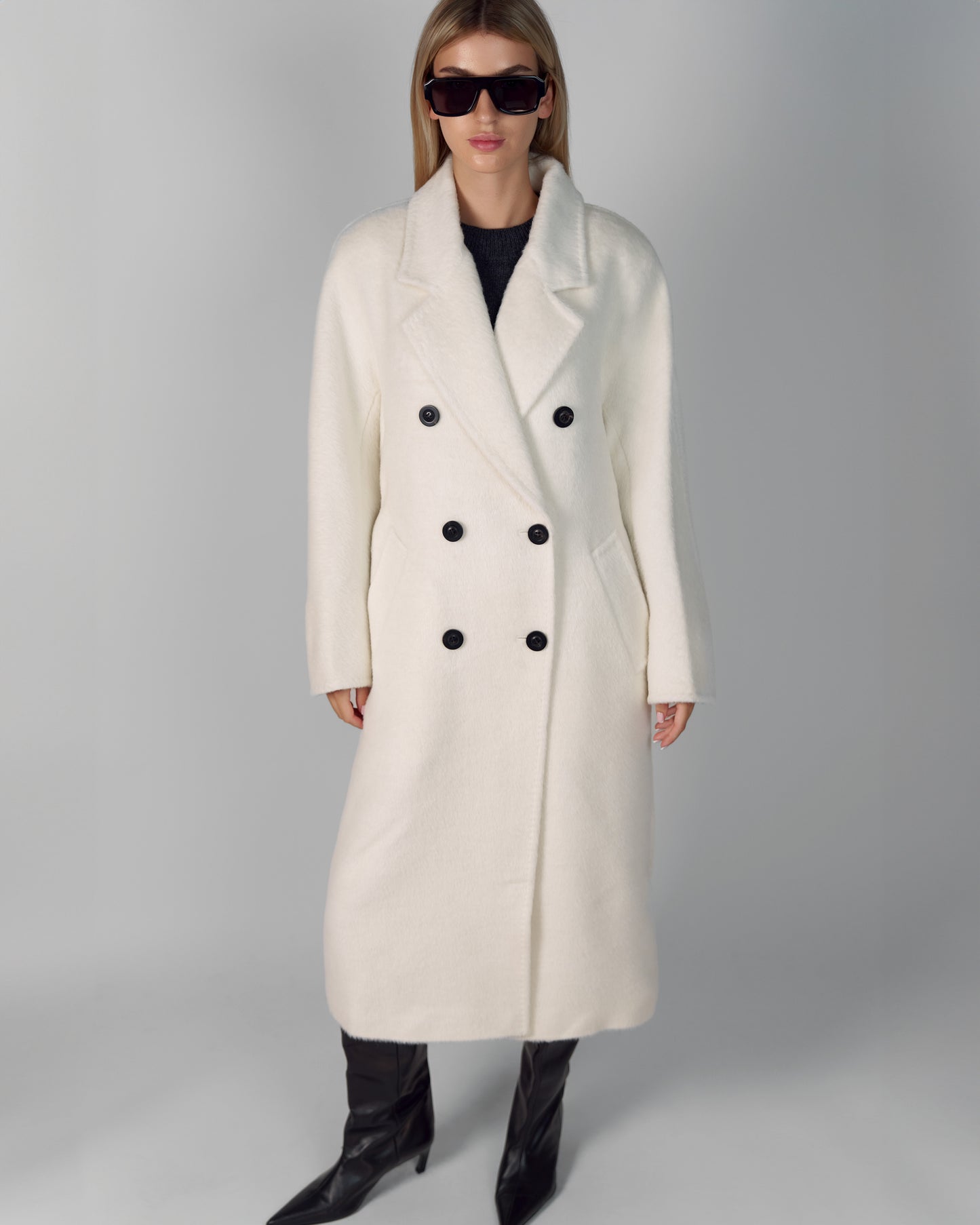 ALPACA WOOL COAT MILK