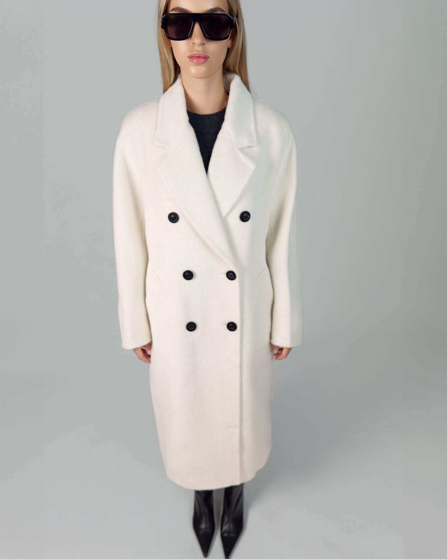 ALPACA WOOL COAT MILK