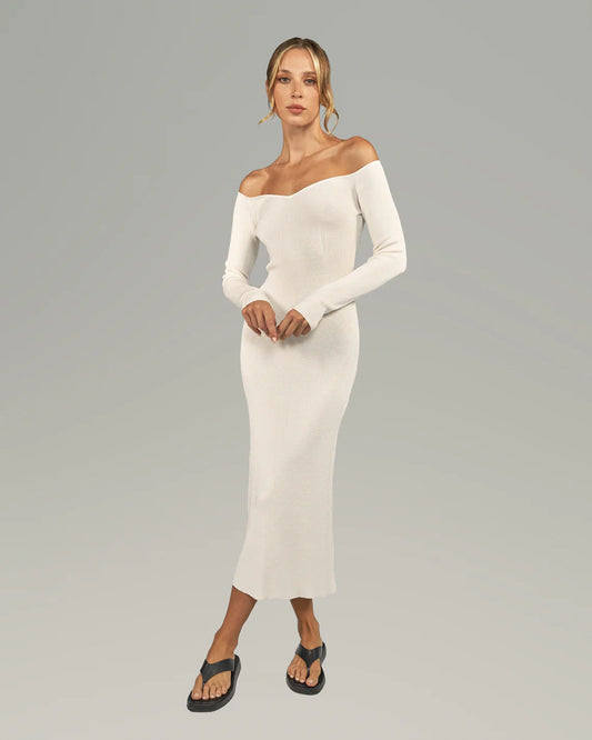 ELLINA OFF-THE-SHOULDER KNIT DRESS