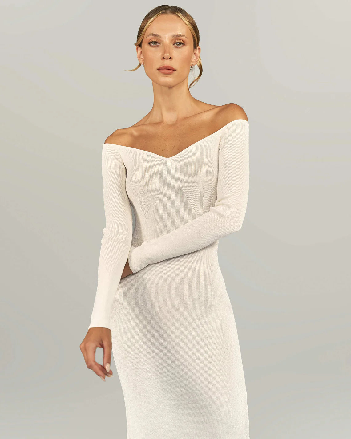 ELLINA OFF-THE-SHOULDER KNIT DRESS