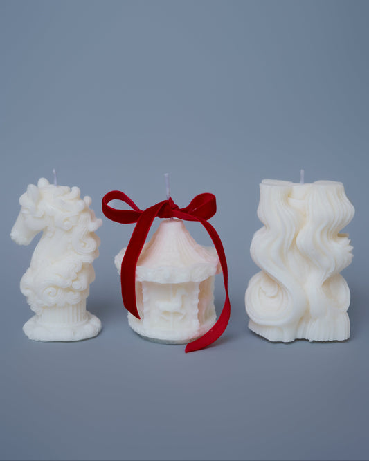 Set of 3 Handmade Figured Candles – Decorative Holiday Gift Set