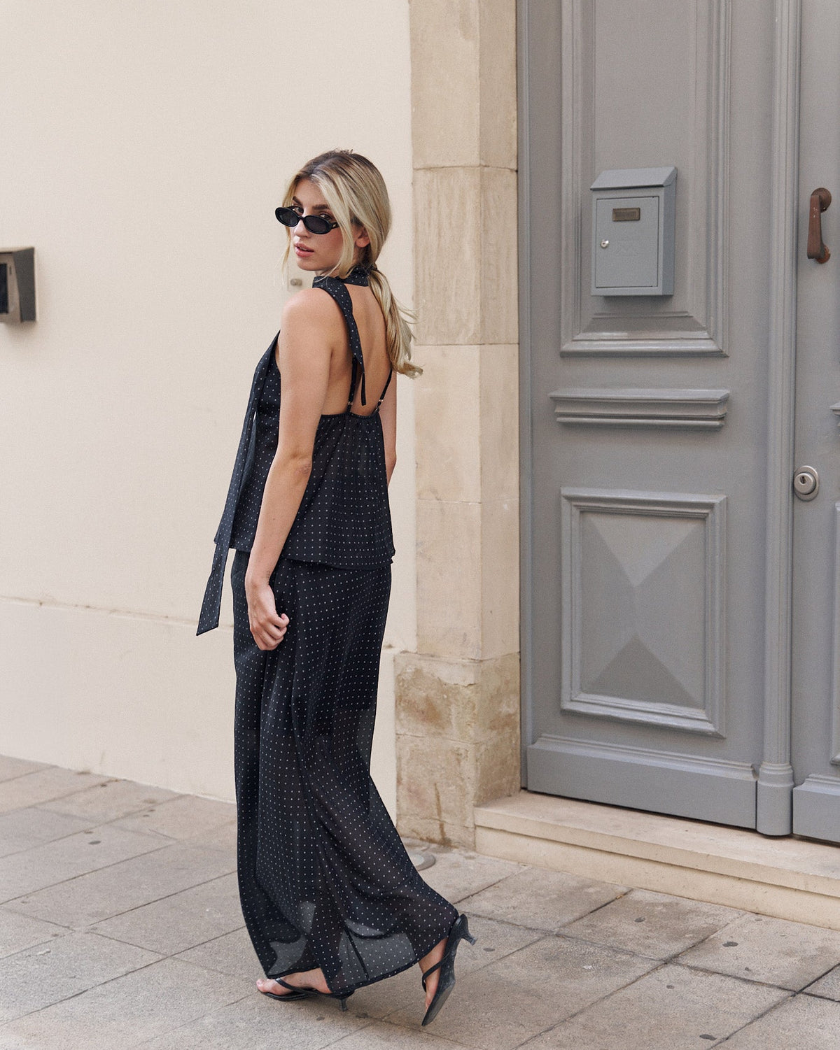 Polka Dot Black Maxi Skirt