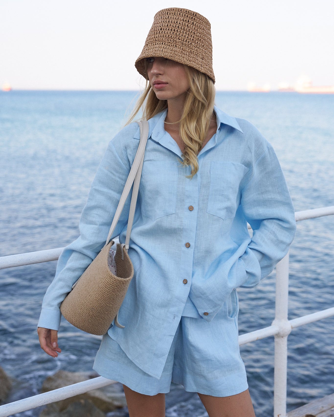 Baby Blue Linen Suit