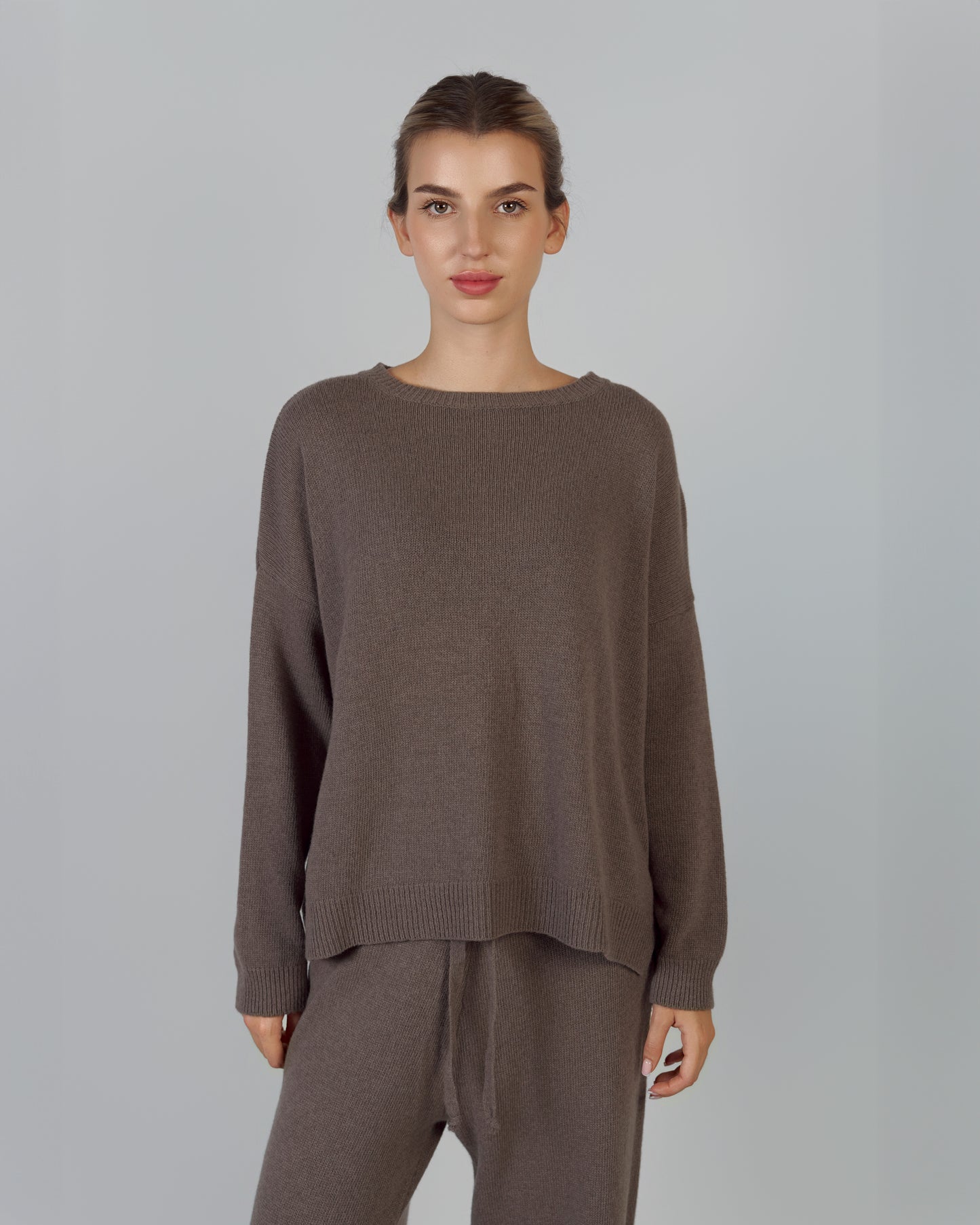 KNITTED SWEATER MERINO WOOL, CASHMERE TAUPE