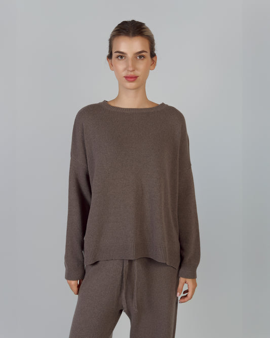 KNITTED SWEATER MERINO WOOL, CASHMERE TAUPE