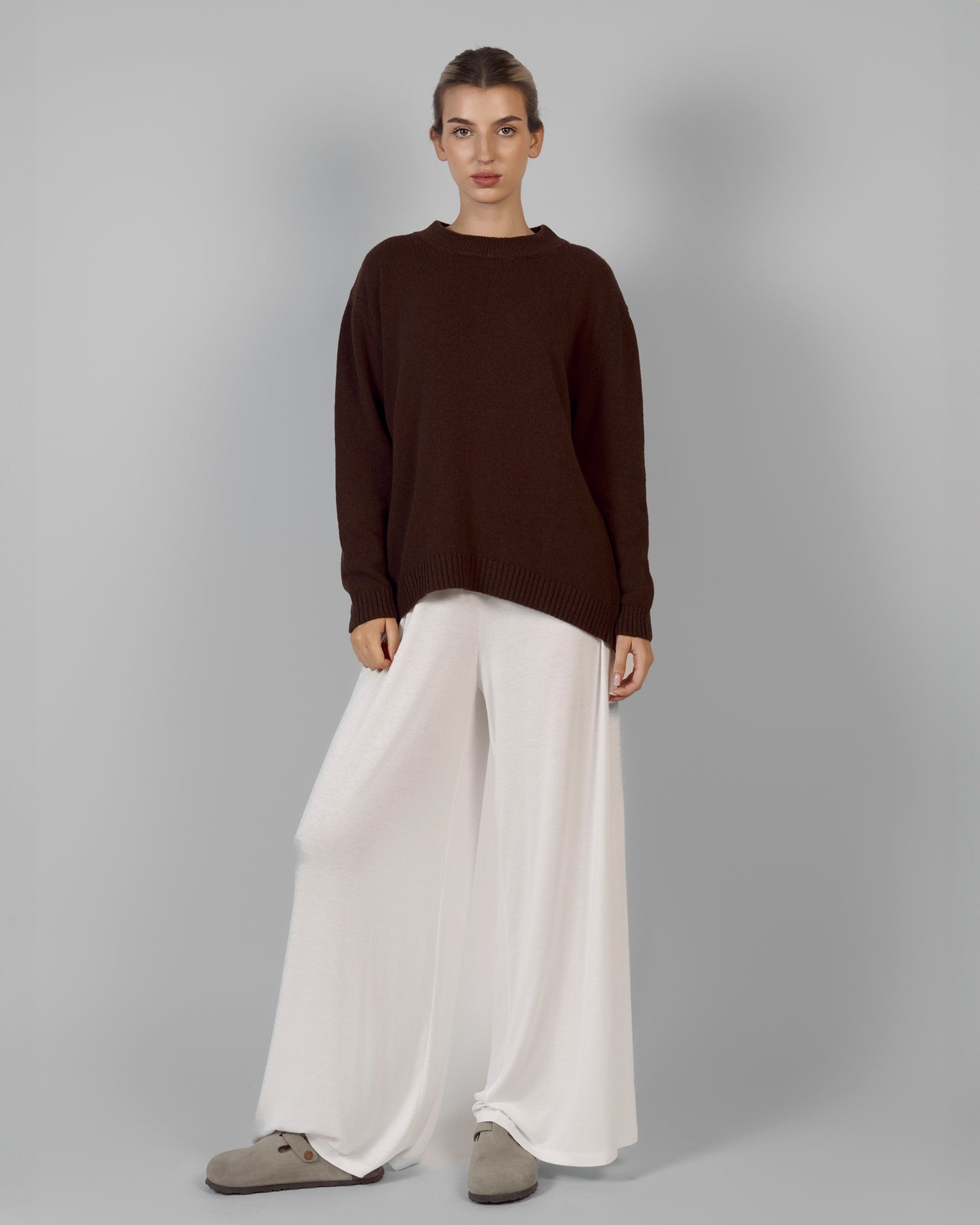 KNITTED SWEATER MERINO WOOL, CASHMERE CHOCOLATE