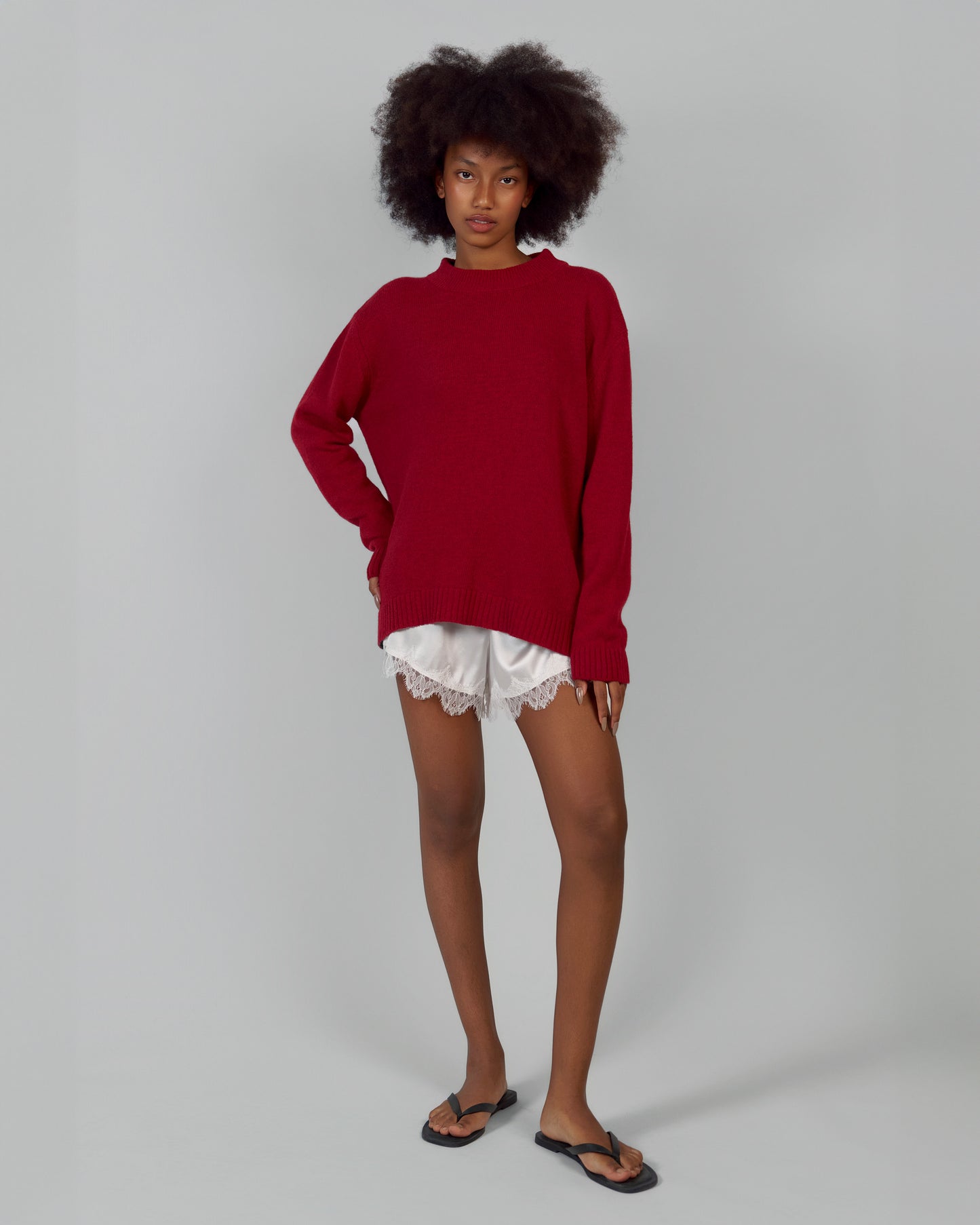 KNITTED SWEATER MERINO WOOL, CASHMERE BURGUNDY