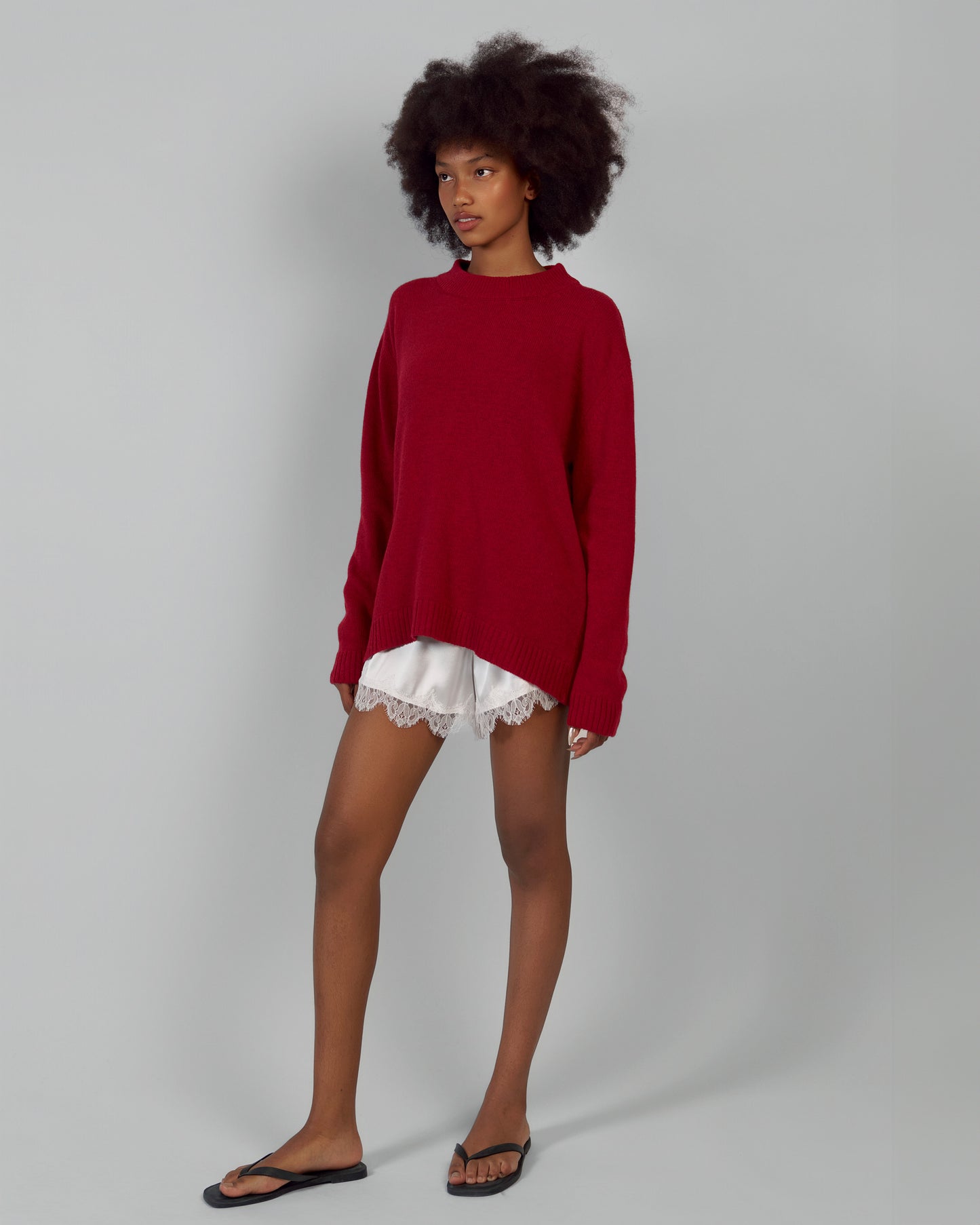 KNITTED SWEATER MERINO WOOL, CASHMERE BURGUNDY