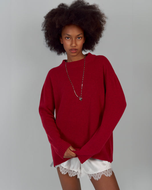 KNITTED SWEATER MERINO WOOL, CASHMERE BURGUNDY