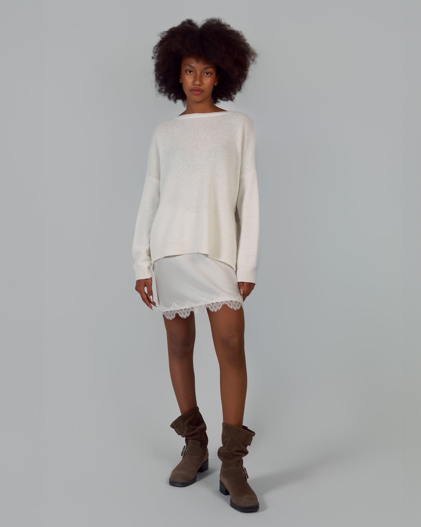 KNITTED SWEATER MERINO WOOL, CASHMERE IVORY