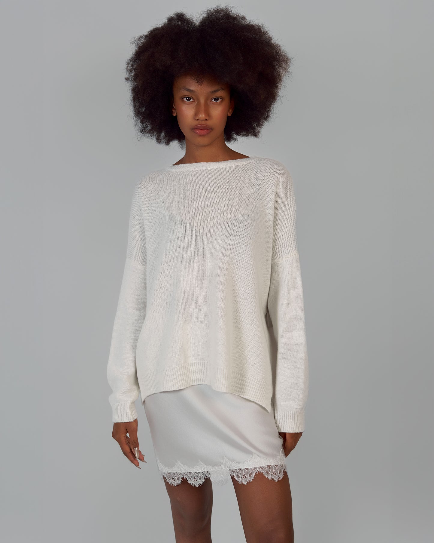 KNITTED SWEATER MERINO WOOL, CASHMERE IVORY