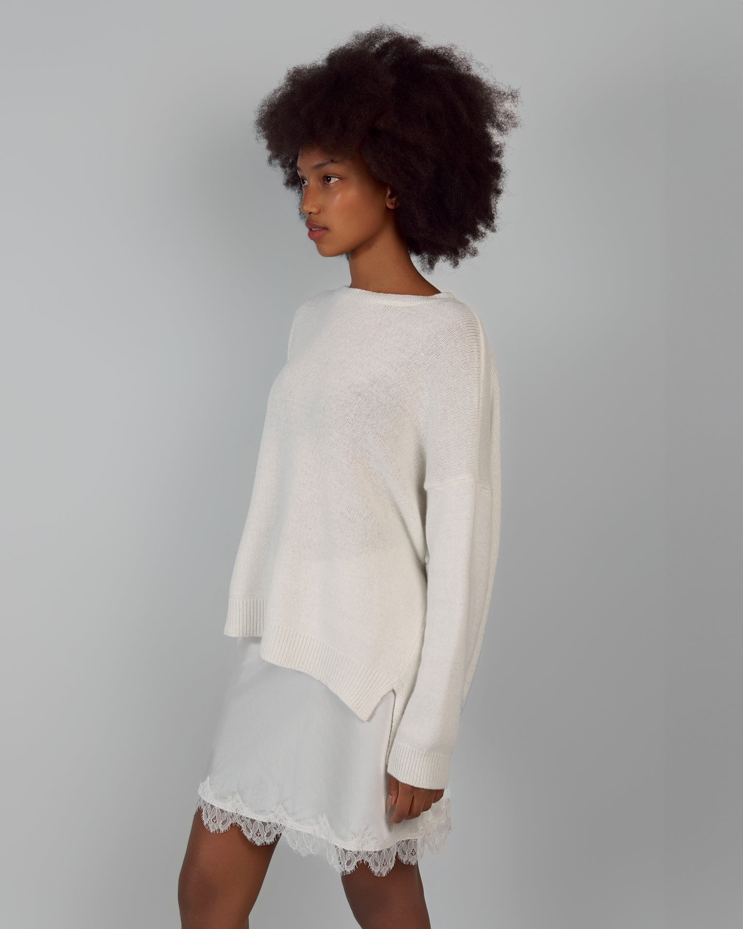 KNITTED SWEATER MERINO WOOL, CASHMERE IVORY