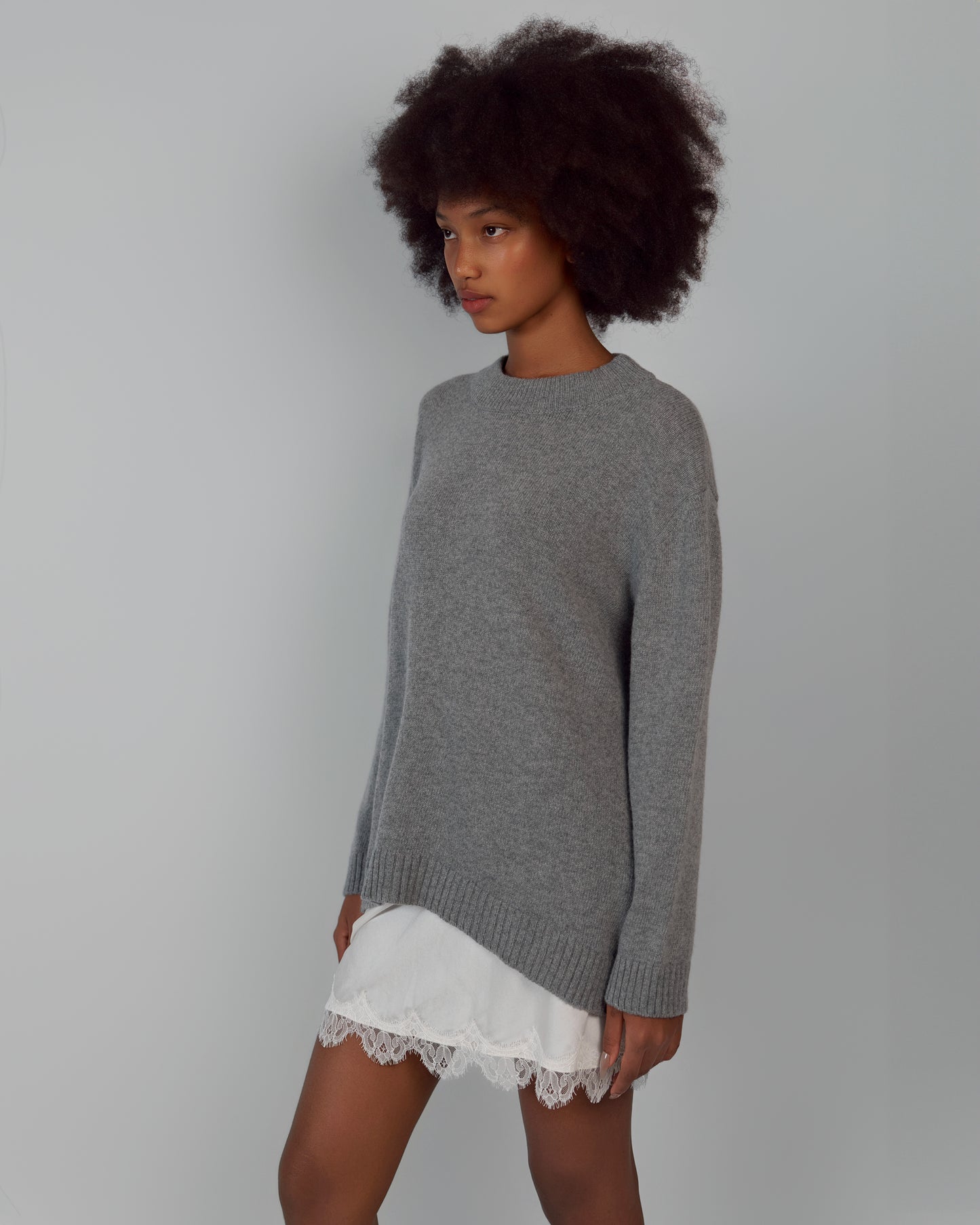 KNITTED SWEATER MERINO WOOL, CASHMERE GRAY