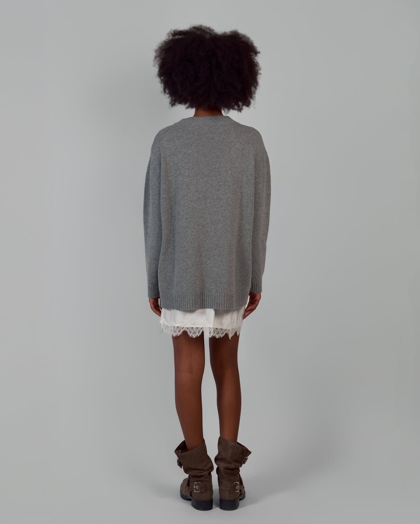 KNITTED SWEATER MERINO WOOL, CASHMERE GRAY