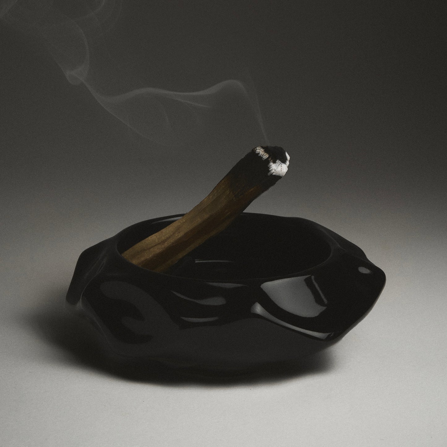 Handcrafted Black Ceramic Holder for Palo Santo and Incense
