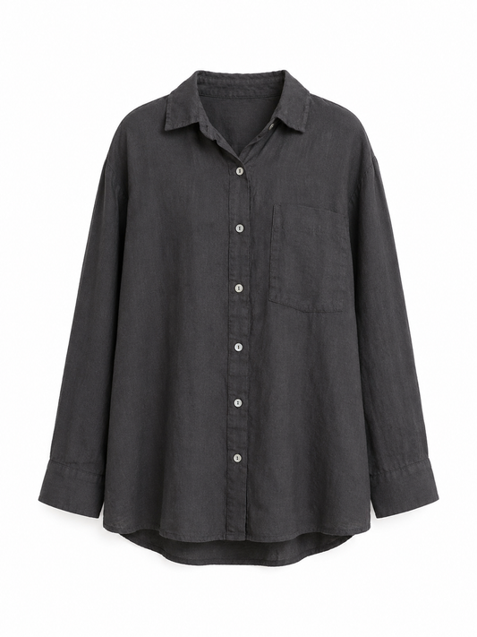 Thick Linen Shirt Grey – Breathable Relaxed Fit Everyday Essential