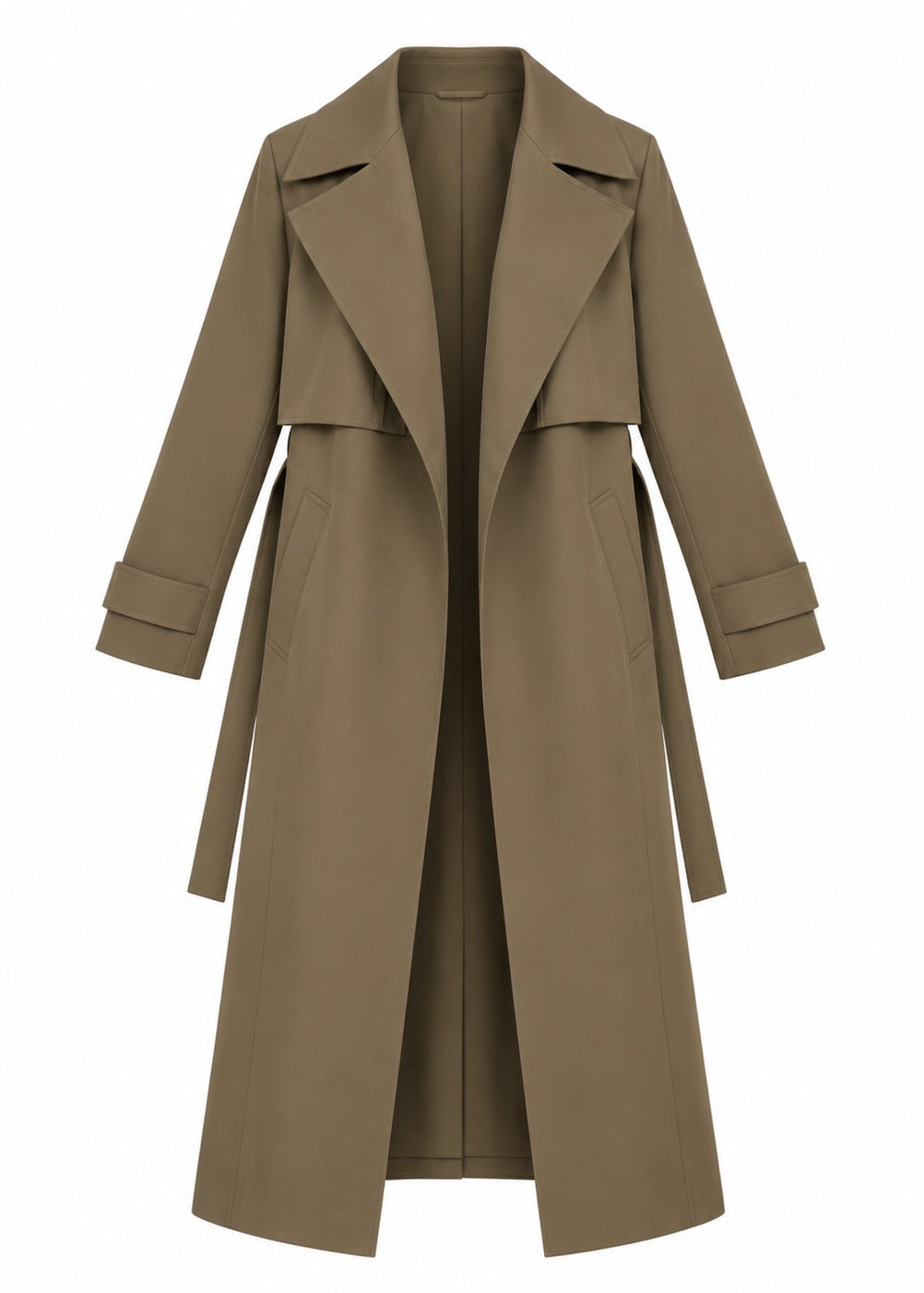 LONG BELTED TRENCH COAT KHAKI
