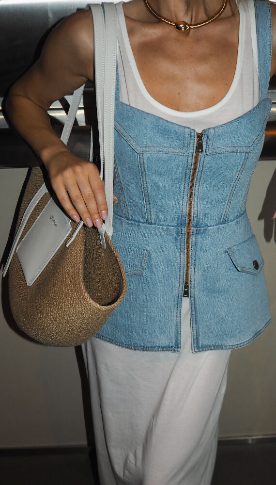 STRAW BAG WHITE ELEMENT
