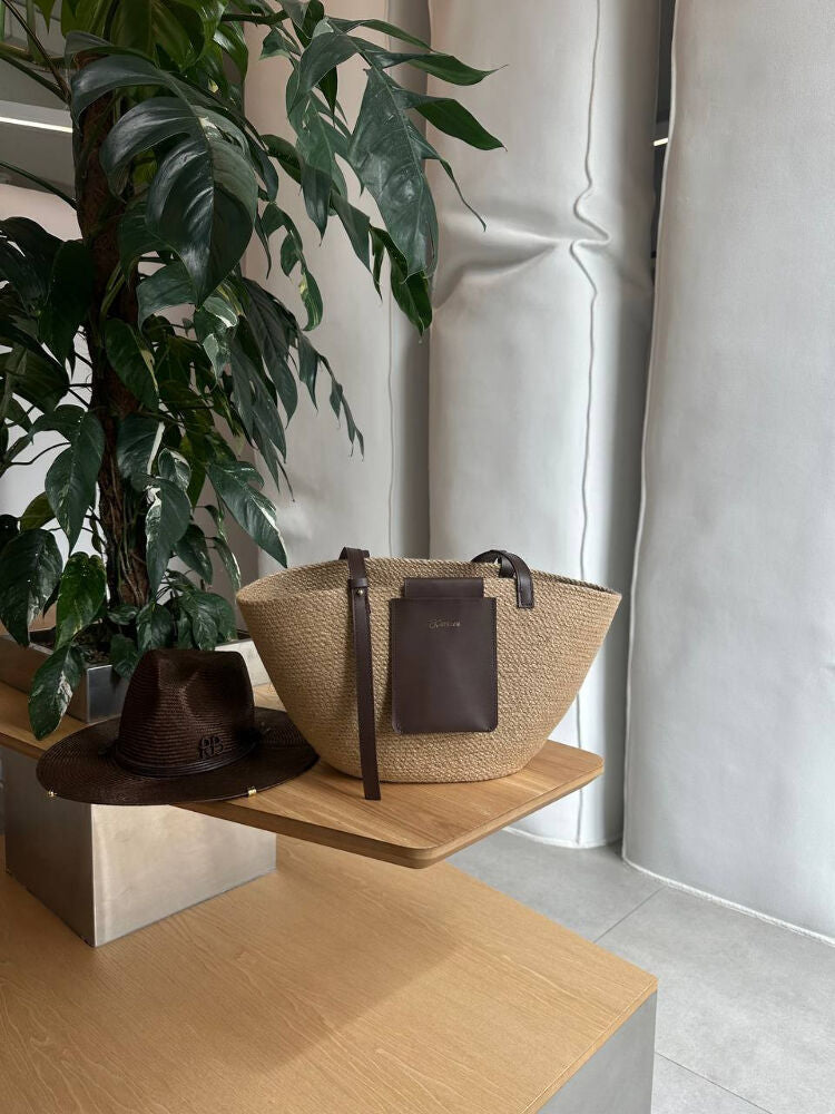 STRAW BAG BROWN ELEMENT