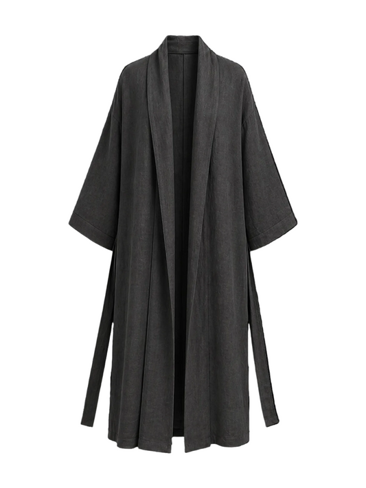 Graphite Kimono for Women Relaxed Fit – Lightweight Linen Summer Cover-Up