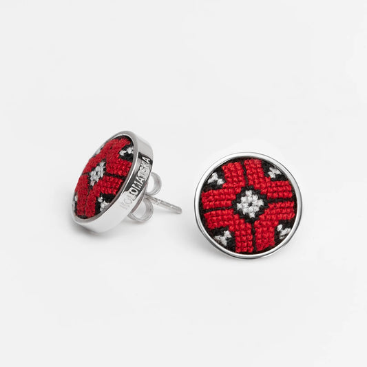 EMBROIDERED EARRINGS POPPY platinum