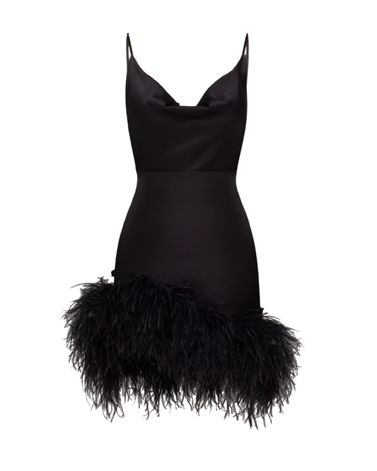 MINI PARADISE BIRD BLACK DRESS