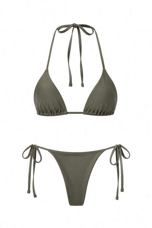 LIV Olive Bikini Set – Ruched Bottom