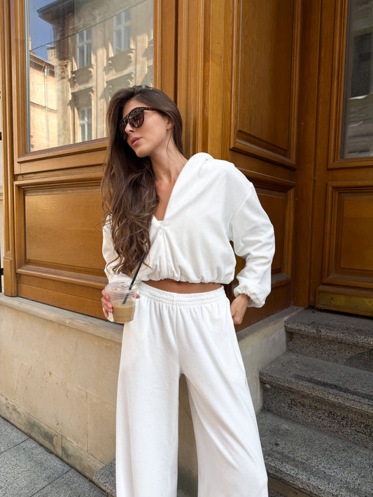 Cream Velour Tracksuit