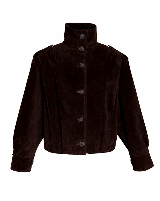 100% SUEDE LEATHER JACKET WITH STAND COLLAR