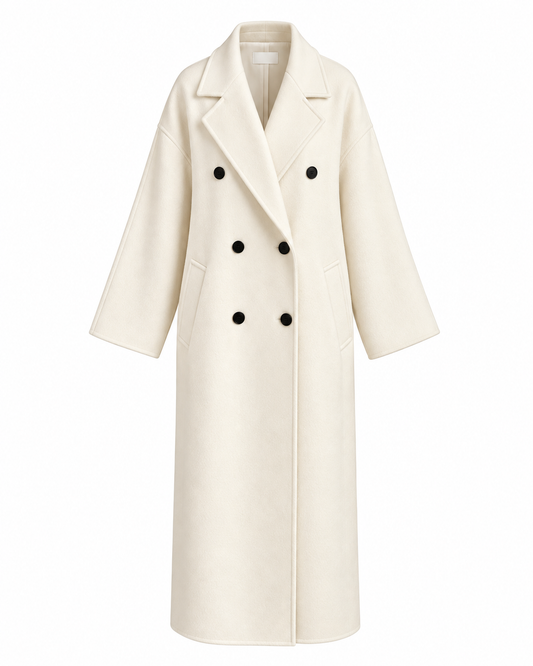 Hand-Crafted Cashmere Double-Cloth Maxi Coat - Ivory