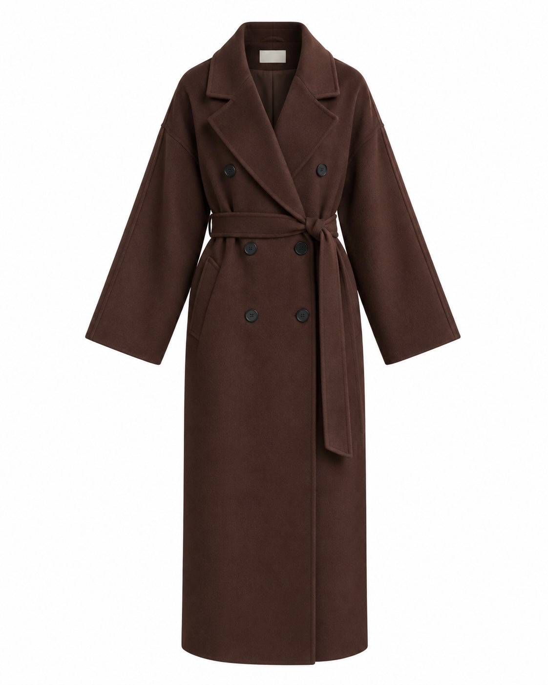 Hand-Crafted Cashmere Double-Cloth Maxi Coat - Chocolate