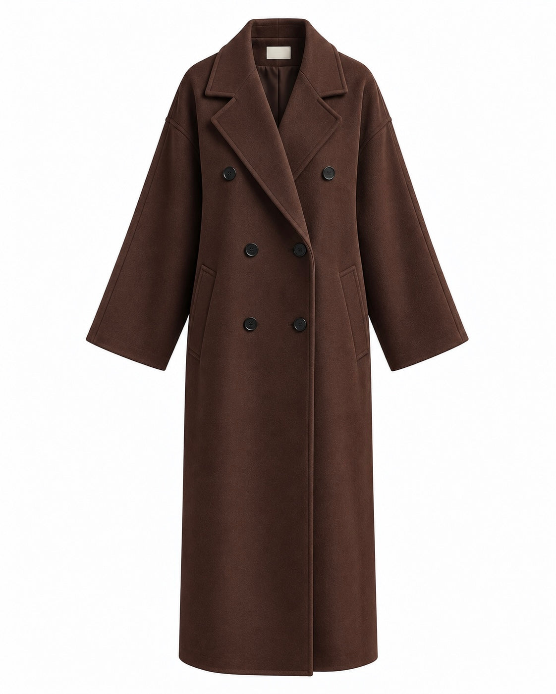 Hand-Crafted Cashmere Double-Cloth Maxi Coat - Chocolate