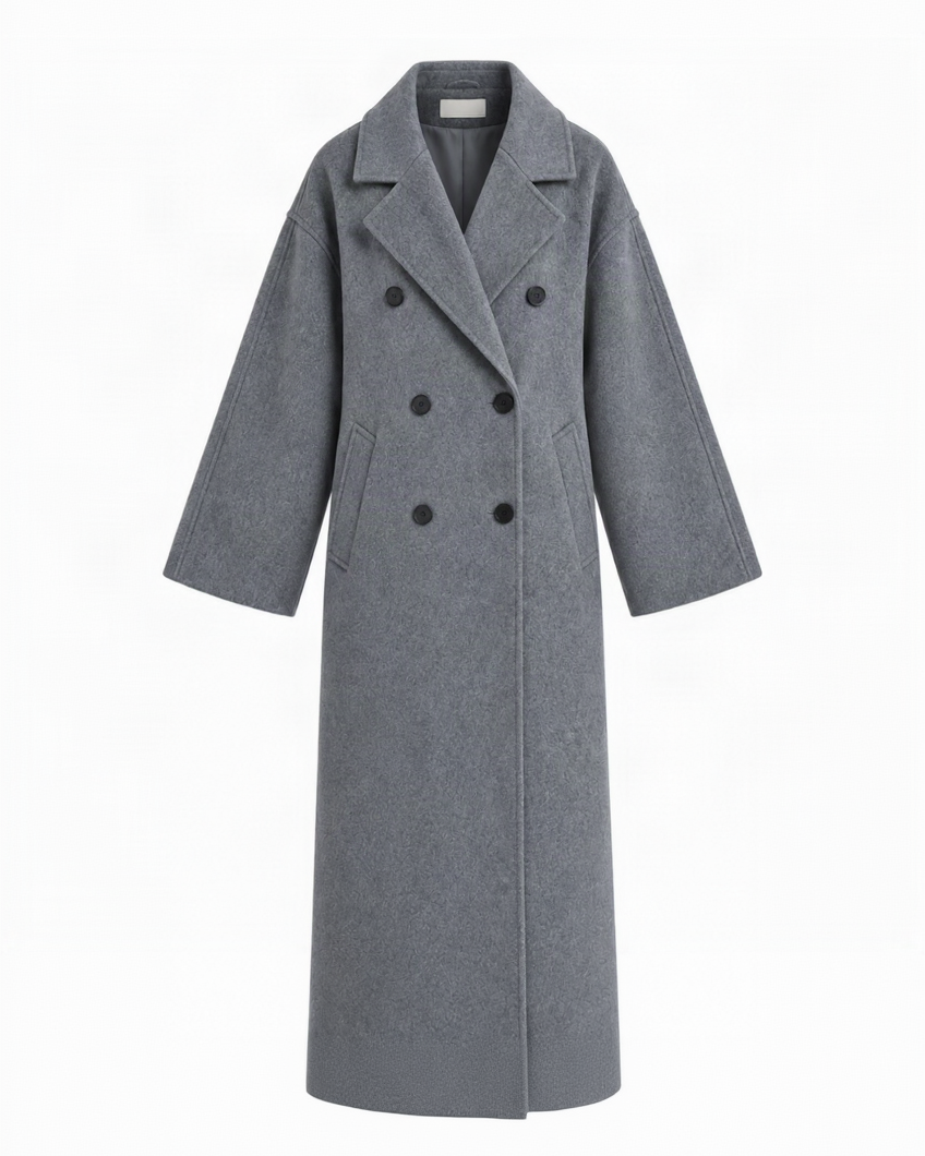 Hand-Crafted Cashmere Double-Cloth Maxi Coat - Grey