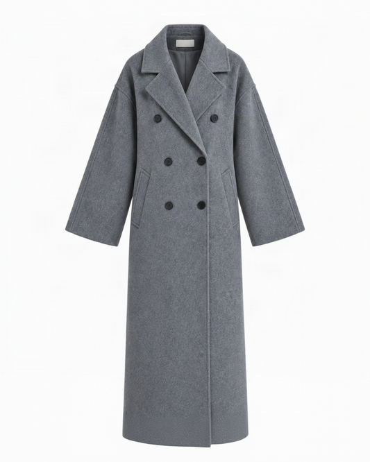 Hand-Crafted Cashmere Double-Cloth Maxi Coat - Grey