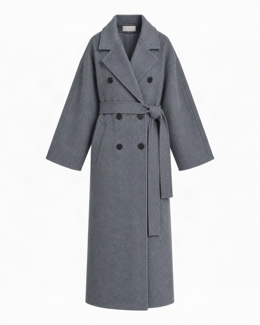 Hand-Crafted Cashmere Double-Cloth Maxi Coat - Grey