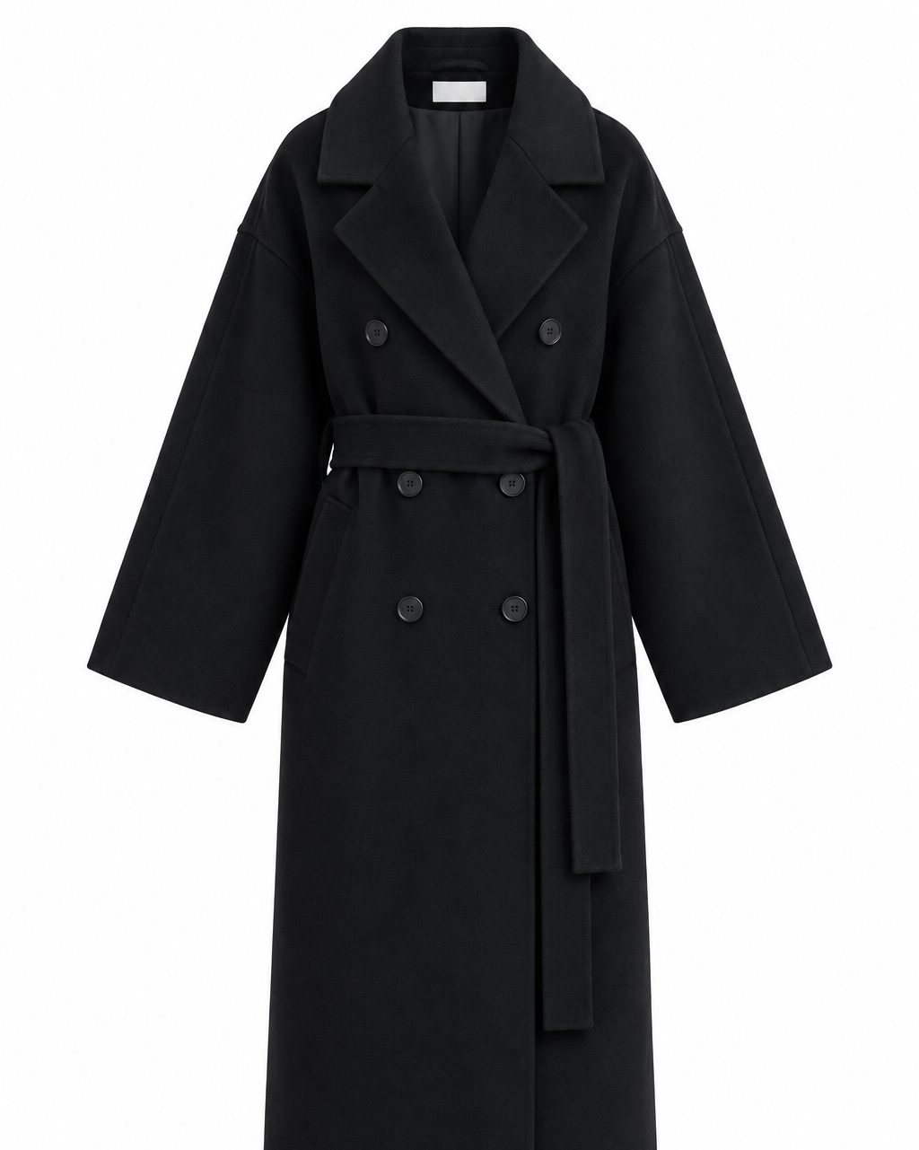 Hand-Crafted Cashmere Double-Cloth Maxi Coat - Black