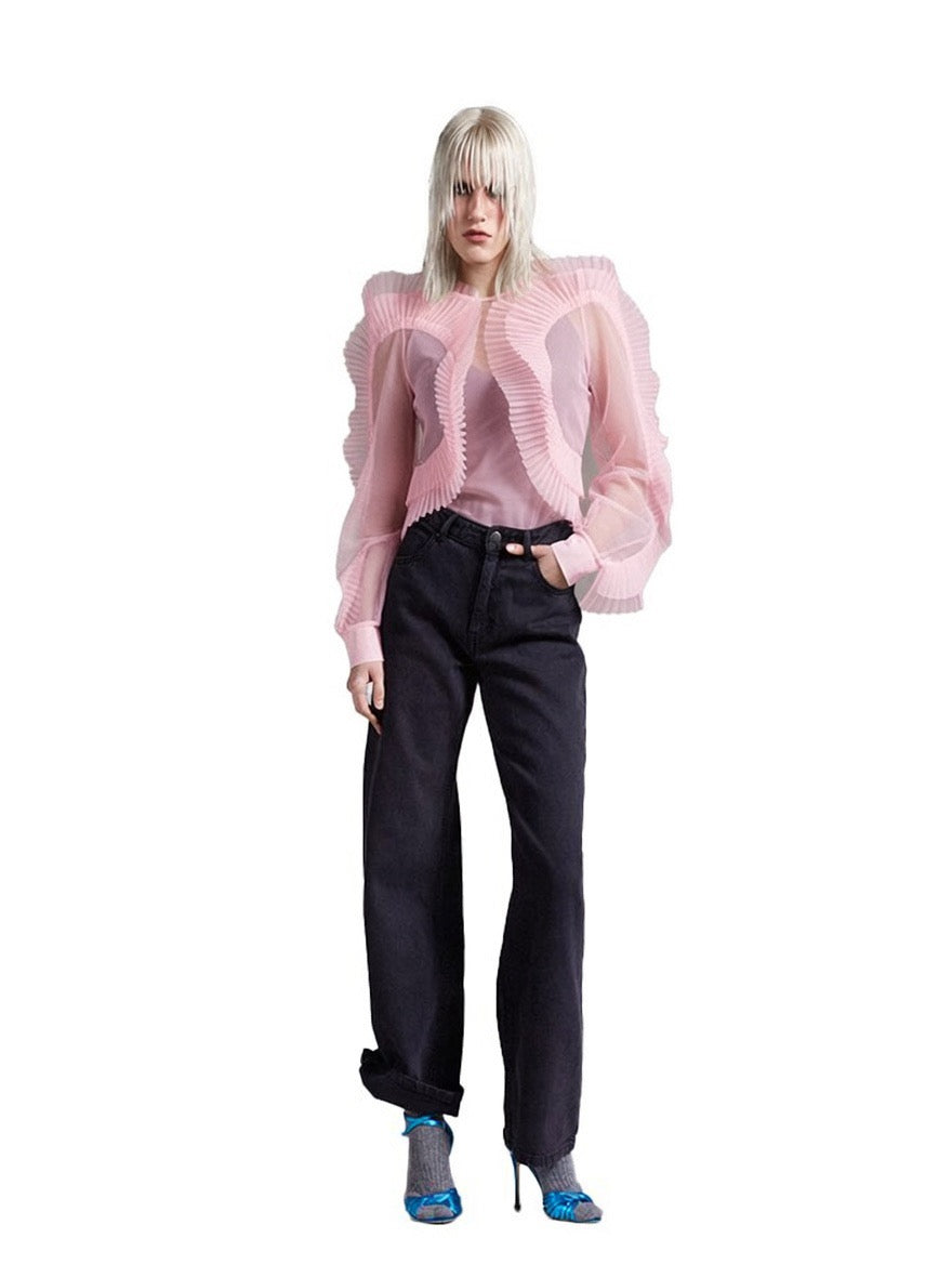 TULLE BLOUSE IN PINK