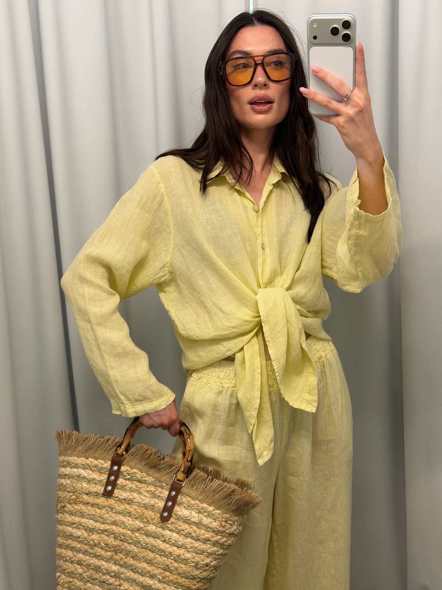Yellow Linen Shirt for Women Relaxed Fit – Lightweight Breathable Summer Blouse
