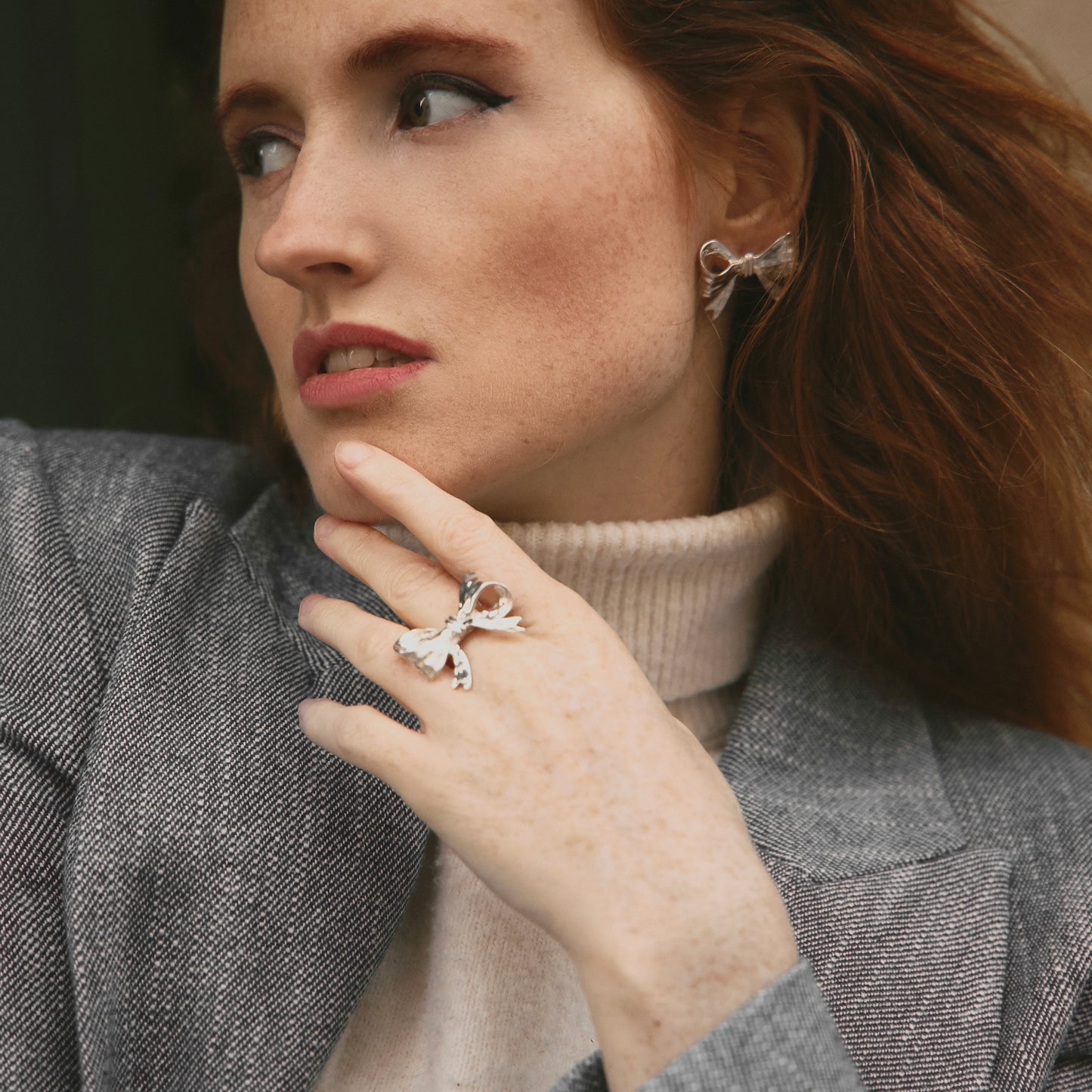 Earrings BOWS platinum Big