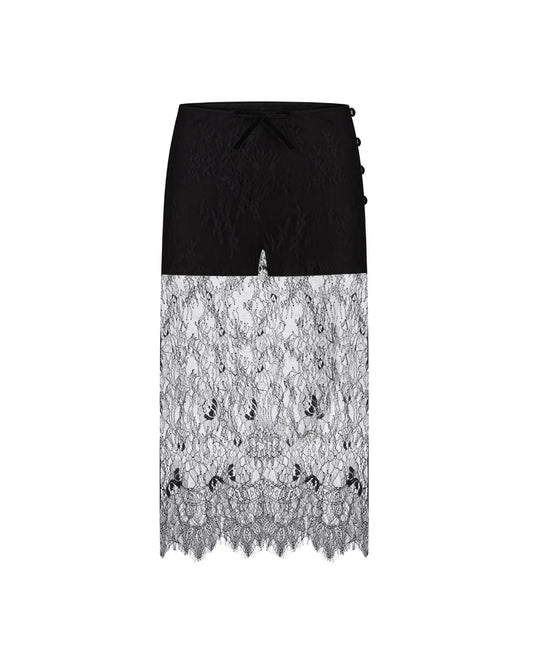 Stretch lace skirt black