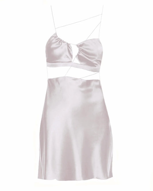 Maeve silk satin mini dress (nude1)