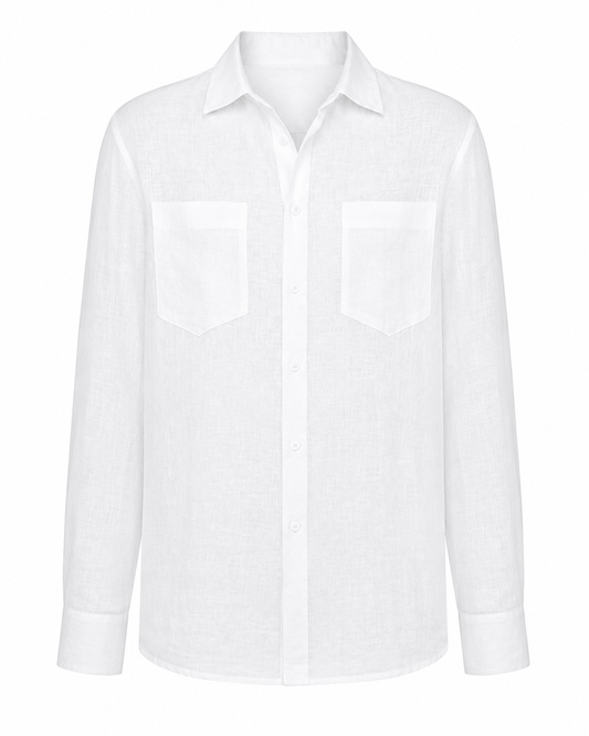 Unisex White Button-Up Shirt – Clean & Breathable Everyday Essential