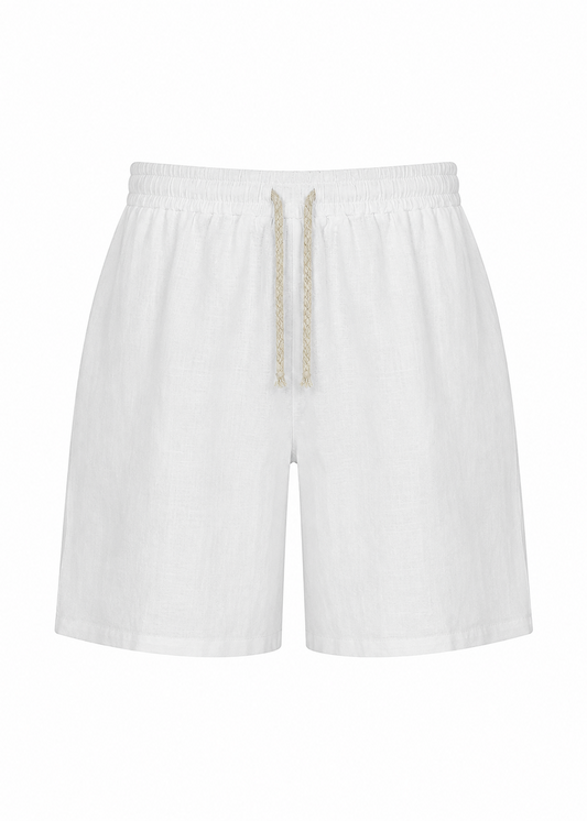 Unisex White Linen Shorts – Relaxed Lightweight Breathable Summer Shorts