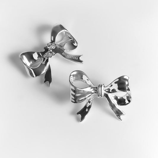 Earrings BOWS platinum Big