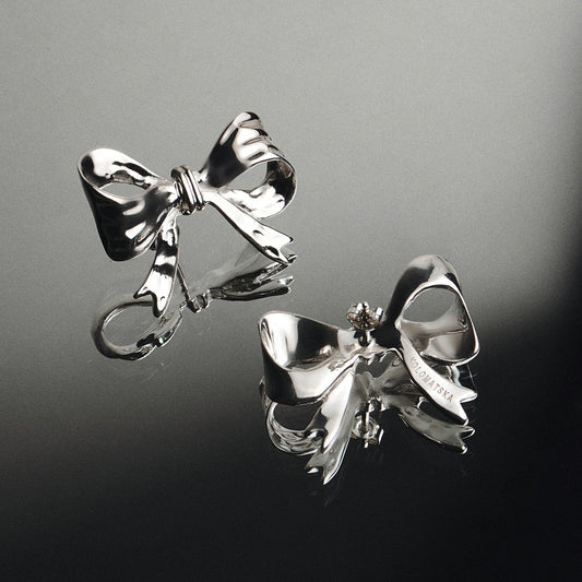 Earrings BOWS platinum mini