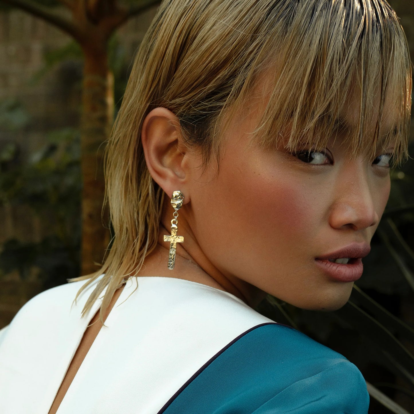 Asymmetric Earrings OBERIG platinum