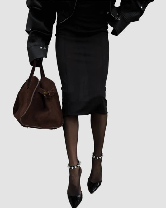 Stretch mesh skirt black