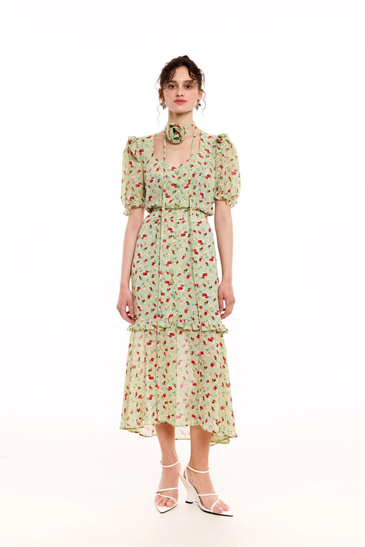 Agatha green print dress