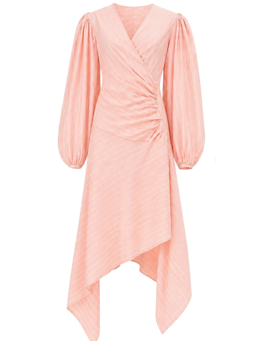 Midi Dress in Peach and White Stripe
